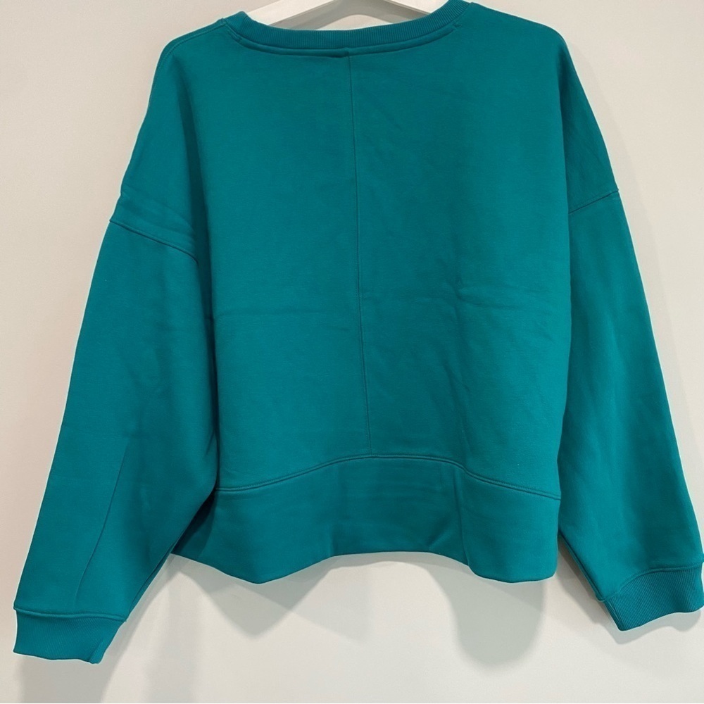 Women's Cotton Fleece Crewneck Cropped Sweatshirt All in Motion™ Turquoise XXL - Picture 4 of 8